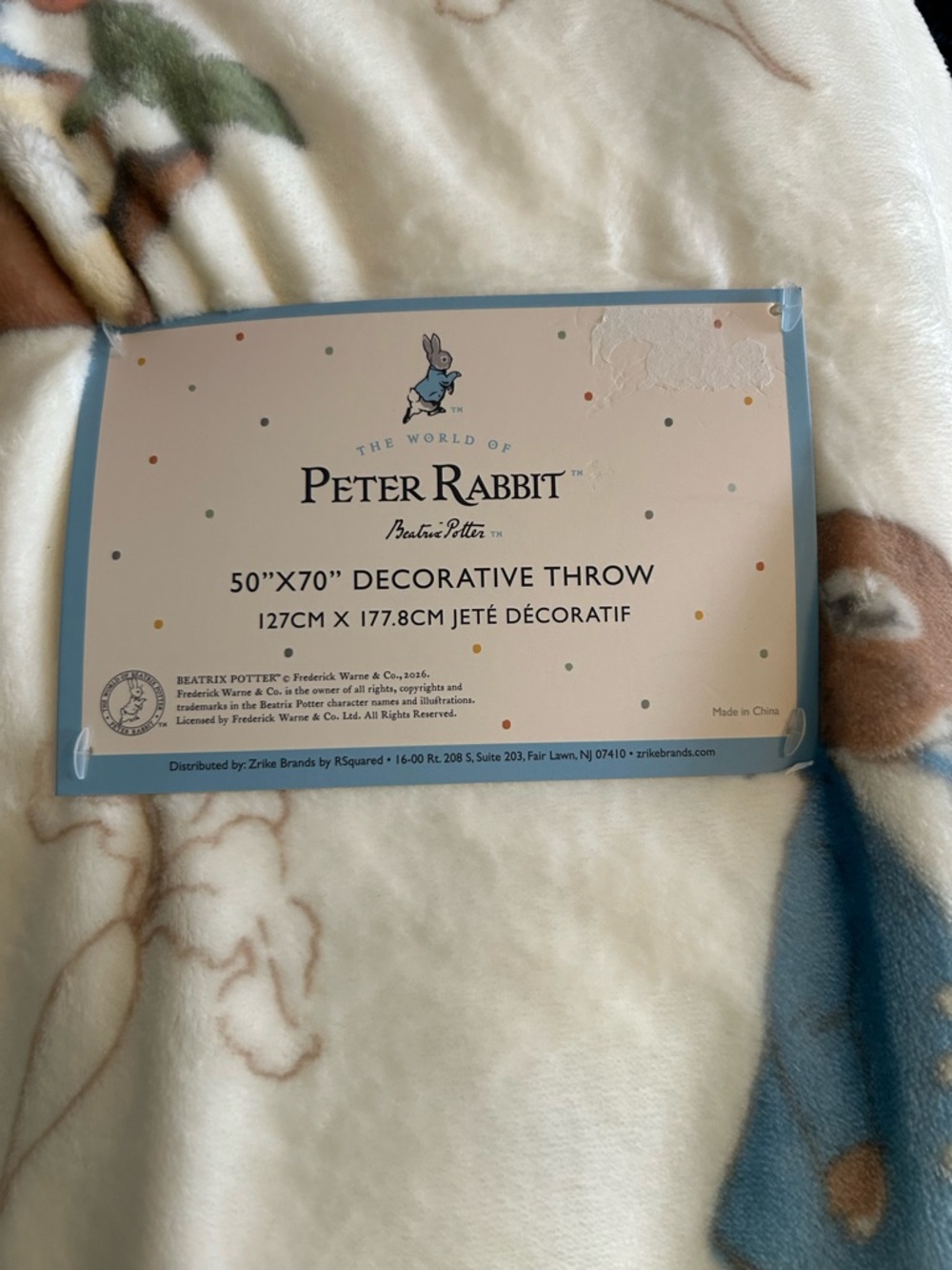 The World of Peter Rabbit Decorative Throw - 50” X 70”
